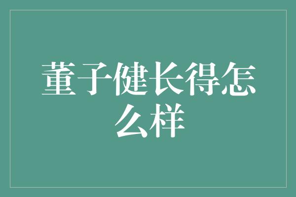 董子健长得怎么样