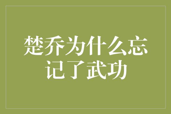 楚乔为什么忘记了武功