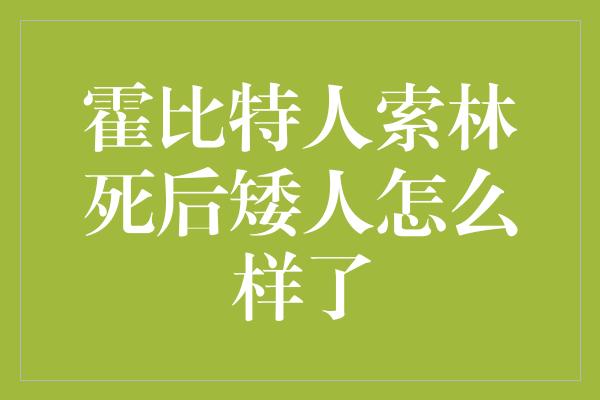 霍比特人索林死后矮人怎么样了