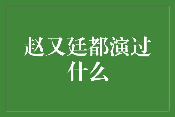 赵又廷都演过什么